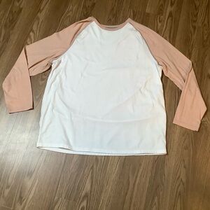 George G Raglan  T-Shirt Long Sleeves Women’s Size 2XLRose Pink White